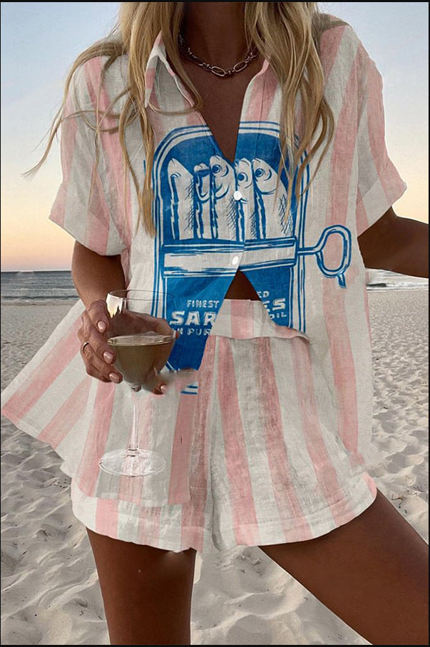 Alessia – Sardine Print Women’s Linen Co-Ord Set