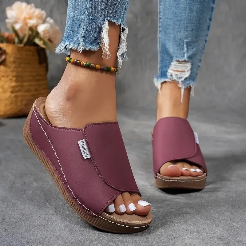 Jaimie – Leather Wedge Mules for Women