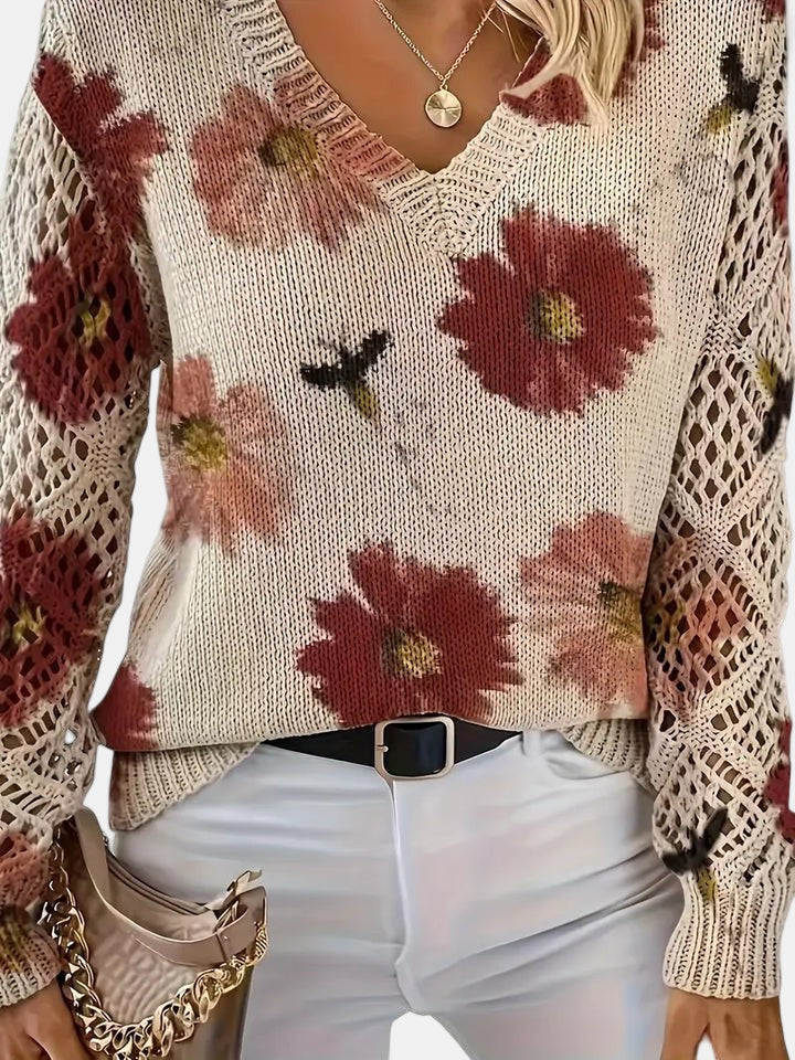 Julia – Lightweight Women’s Floral Knit Cardigan