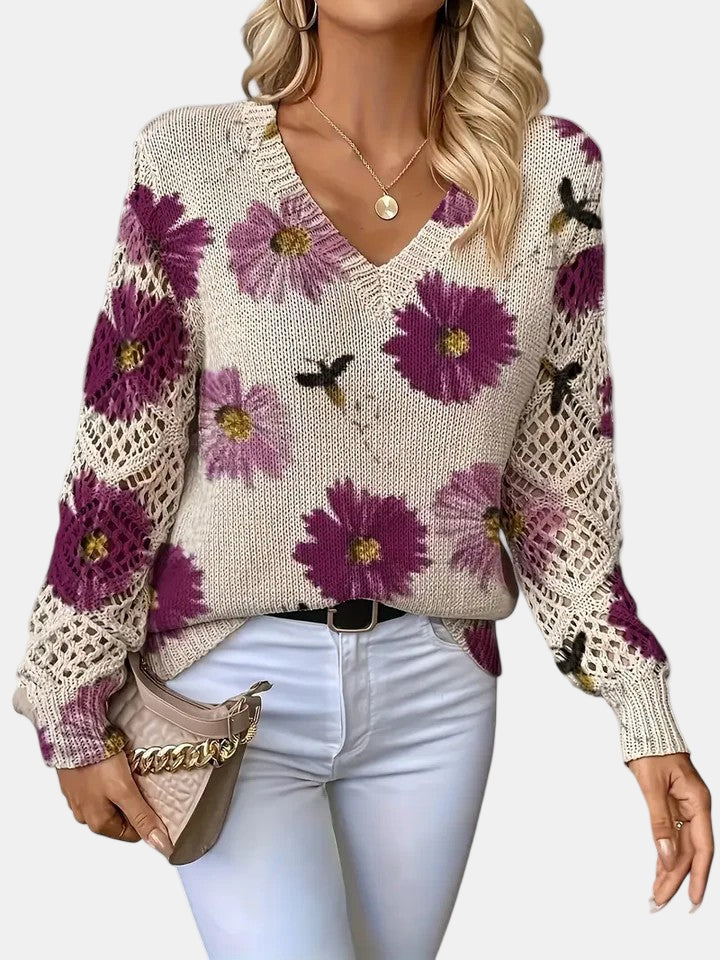 Julia – Lightweight Women’s Floral Knit Cardigan