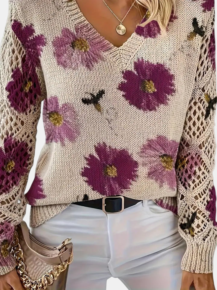 Julia – Lightweight Women’s Floral Knit Cardigan