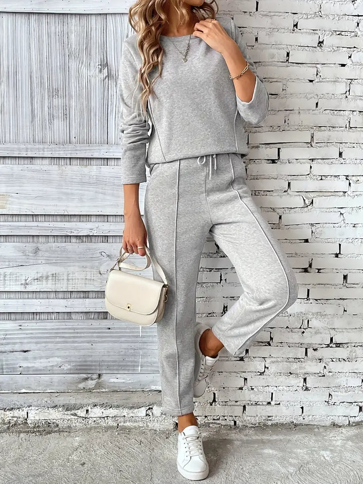 Charice – Women’s Cotton-Blend Lounge Set with Drawstring Joggers