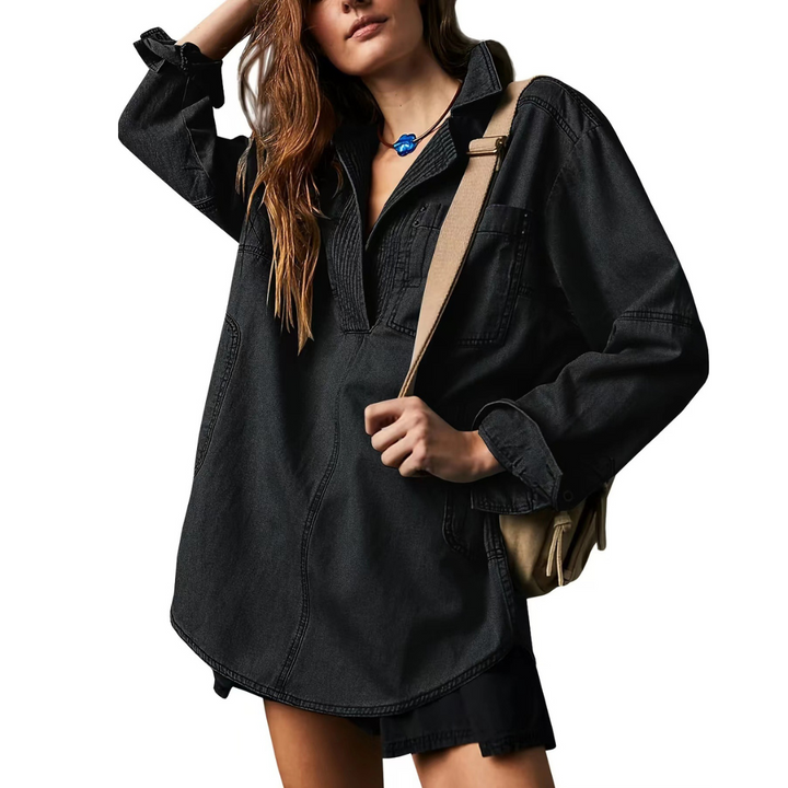 Delilah – Women’s Button-Front V-Neck Blouse