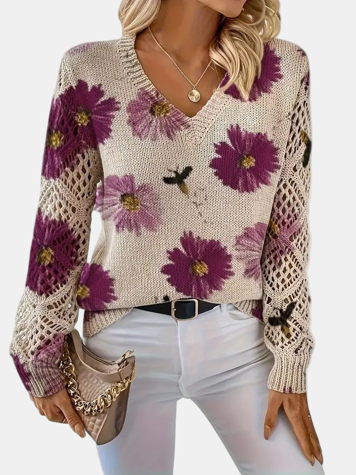 Julia – Lightweight Women’s Floral Knit Cardigan