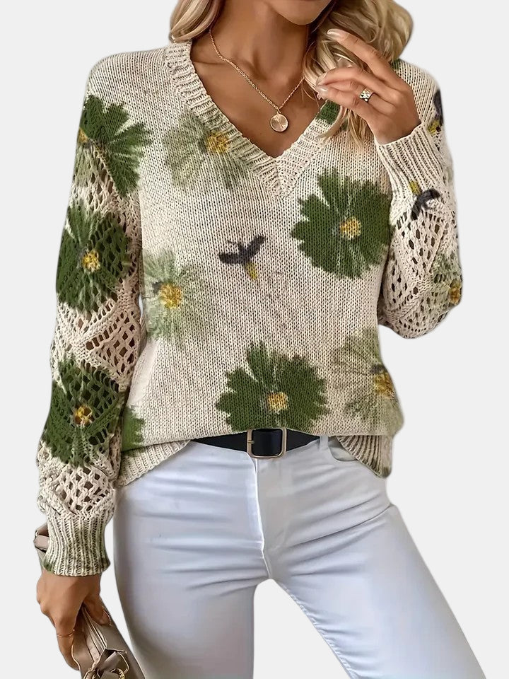 Julia – Lightweight Women’s Floral Knit Cardigan
