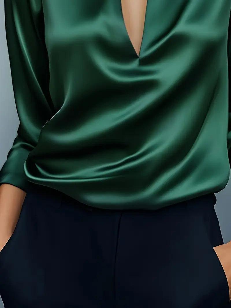 Rhiley – Satin Women’s V-Neck Blouse