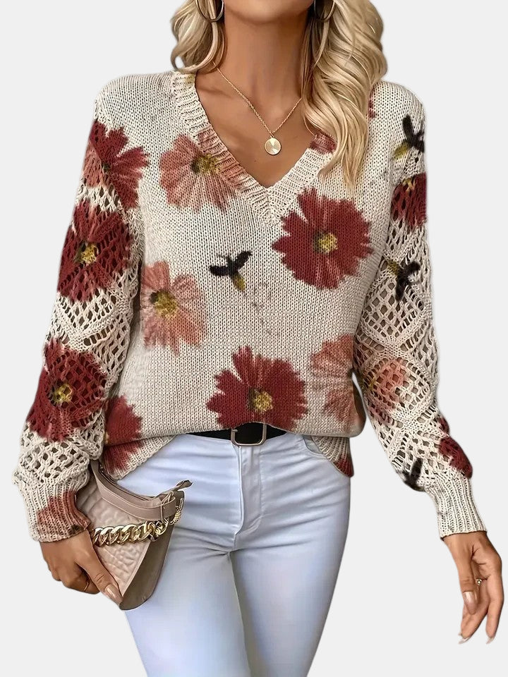Julia – Lightweight Women’s Floral Knit Cardigan
