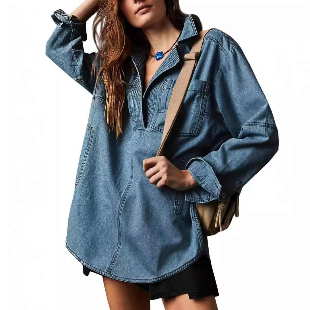 Delilah – Women’s Button-Front V-Neck Blouse