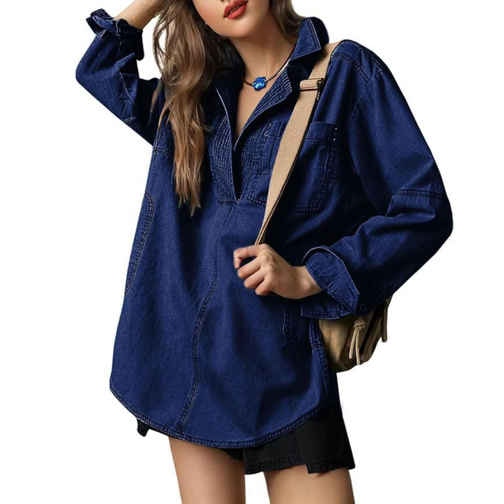 Delilah – Women’s Button-Front V-Neck Blouse