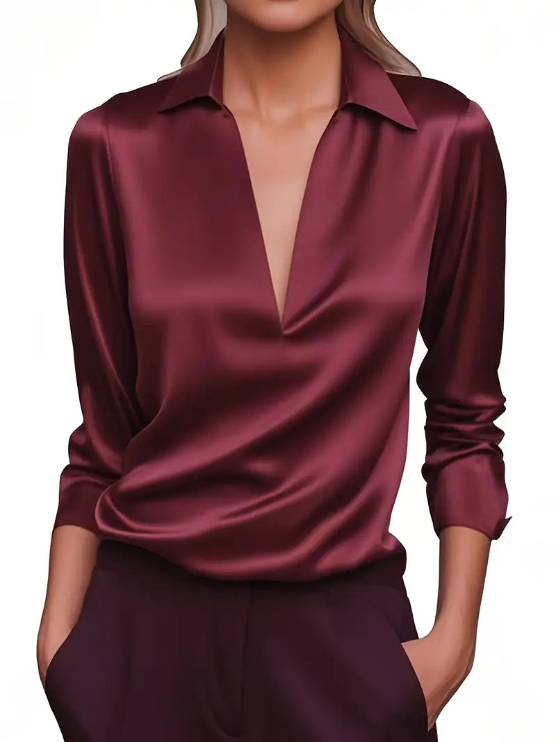 Rhiley – Satin Women’s V-Neck Blouse