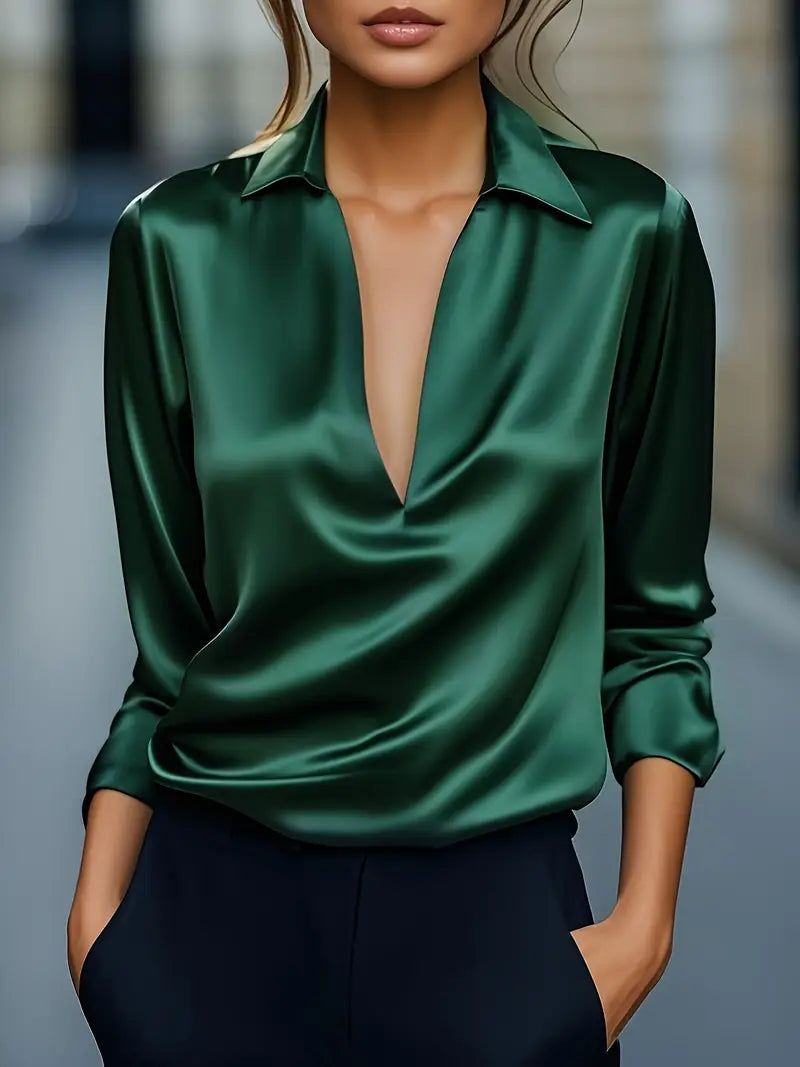 Rhiley – Satin Women’s V-Neck Blouse