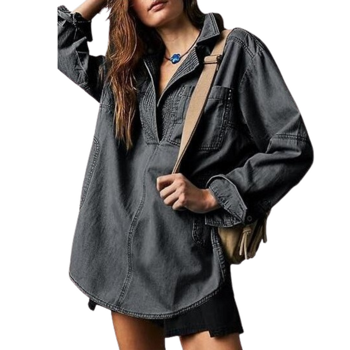 Delilah – Women’s Button-Front V-Neck Blouse