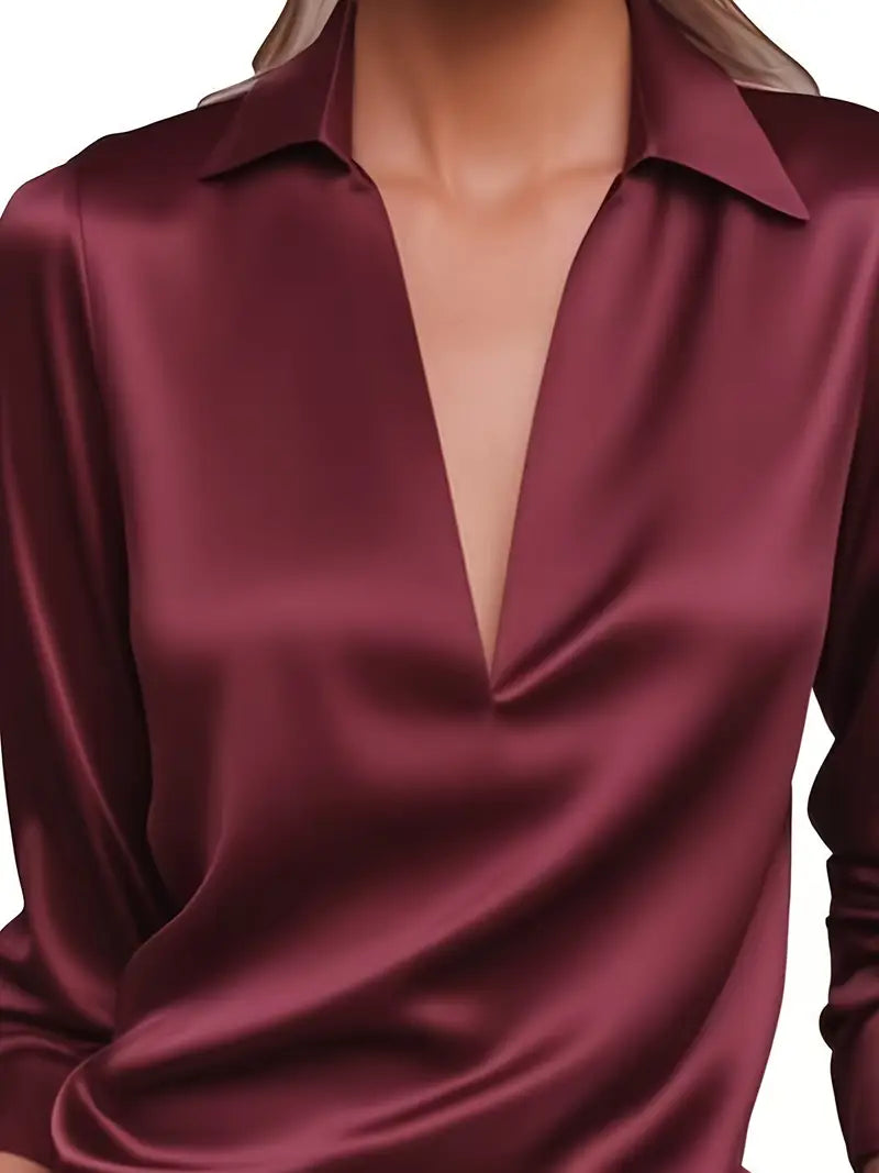 Rhiley – Satin Women’s V-Neck Blouse