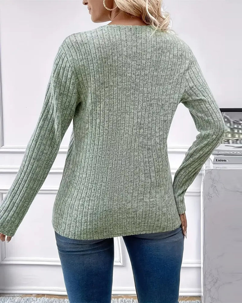 Felicia – Women’s Ruched V-Neck Button Top