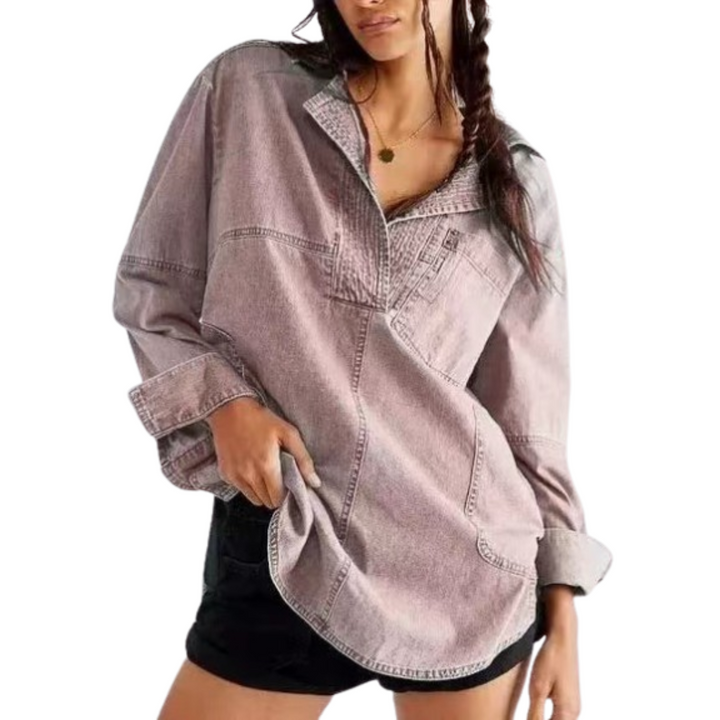Delilah – Women’s Button-Front V-Neck Blouse