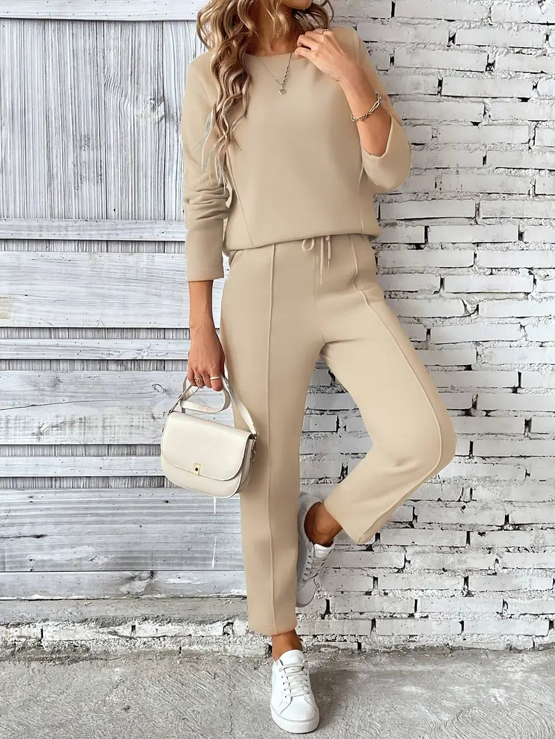 Charice – Women’s Cotton-Blend Lounge Set with Drawstring Joggers