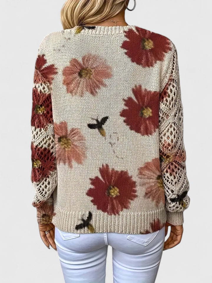 Freya – Women’s Floral V-Neck Knit Sweater