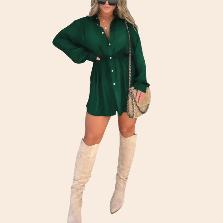 Alicia – Satin Women’s Romper Dress