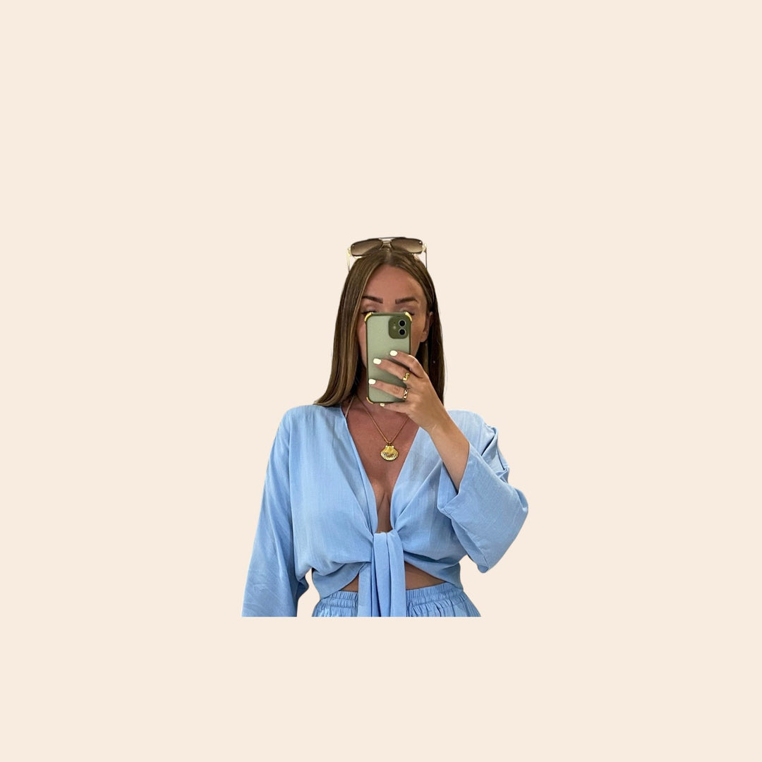 Marissol – Women’s Casual Tie-Front Top & Wide-Leg Set