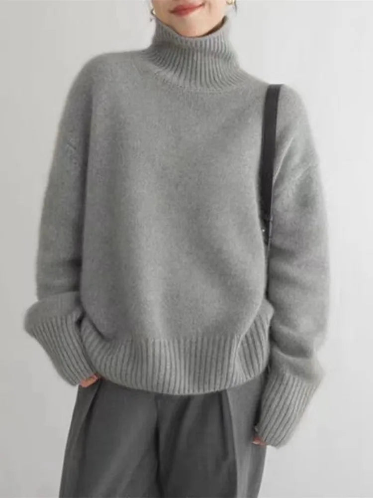 Trina – Women’s Cashmere High Neck Jumper