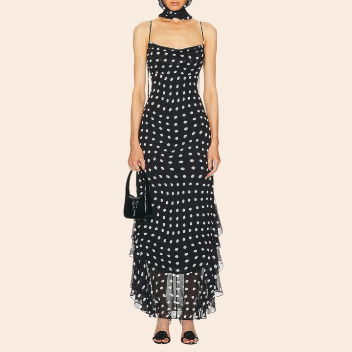 Millie – Women’s Polka Dot Ruffle Maxi Dress