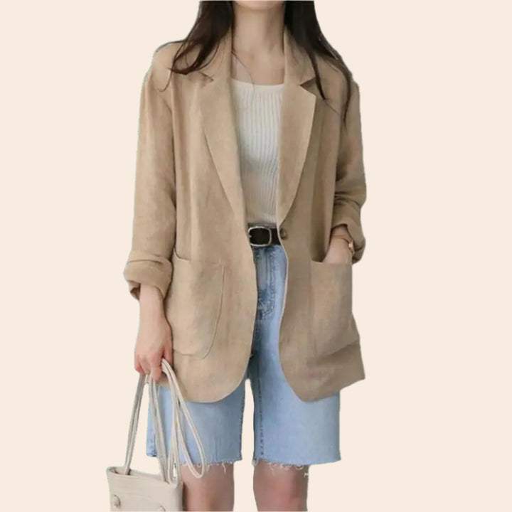 Darlene – Lightweight Women’s Herringbone Linen Blazer
