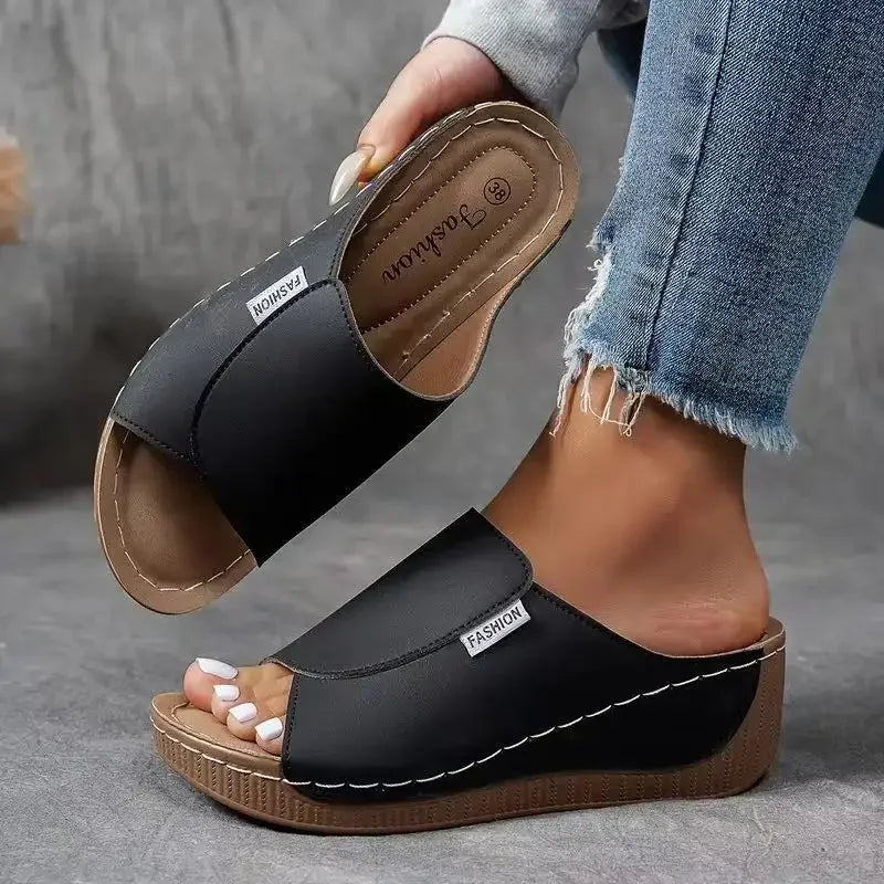 Jaimie – Leather Wedge Mules for Women