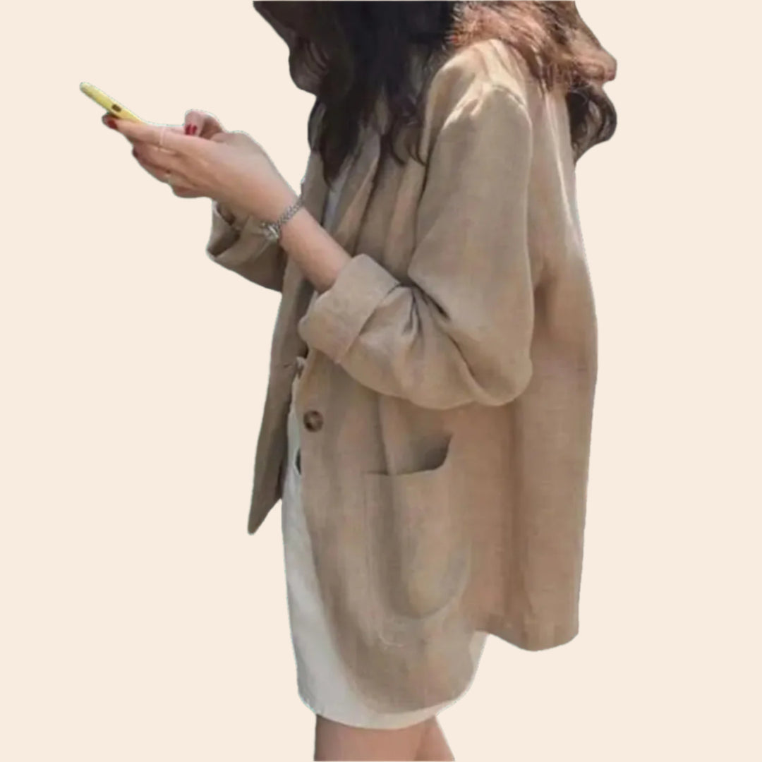 Darlene – Lightweight Women’s Herringbone Linen Blazer