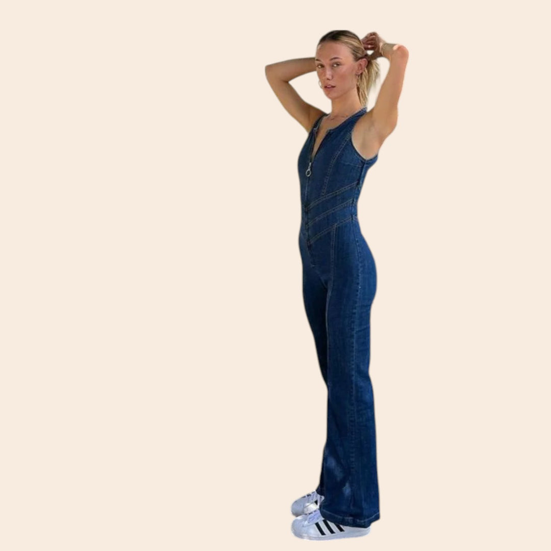 Lillian – Curve-Hugging Denim Jumpsuit