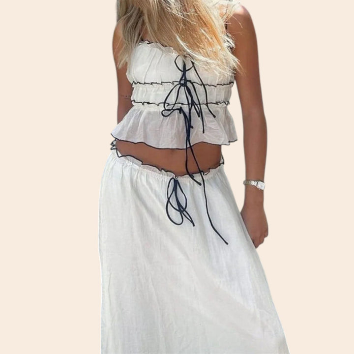 Julie – Women’s Tie-Detail Overlock Set