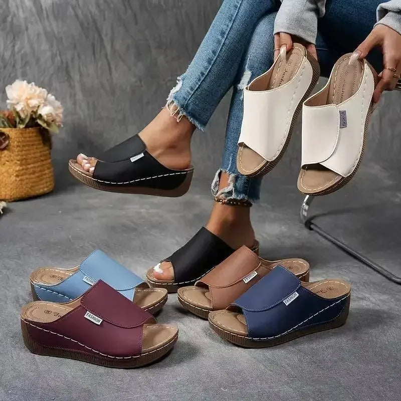 Jaimie – Leather Wedge Mules for Women