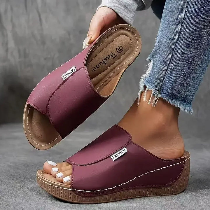 Jaimie – Leather Wedge Mules for Women