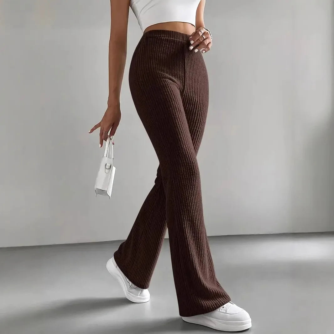 Darcie – Ribbed Knit Flare Leg Pants for Women