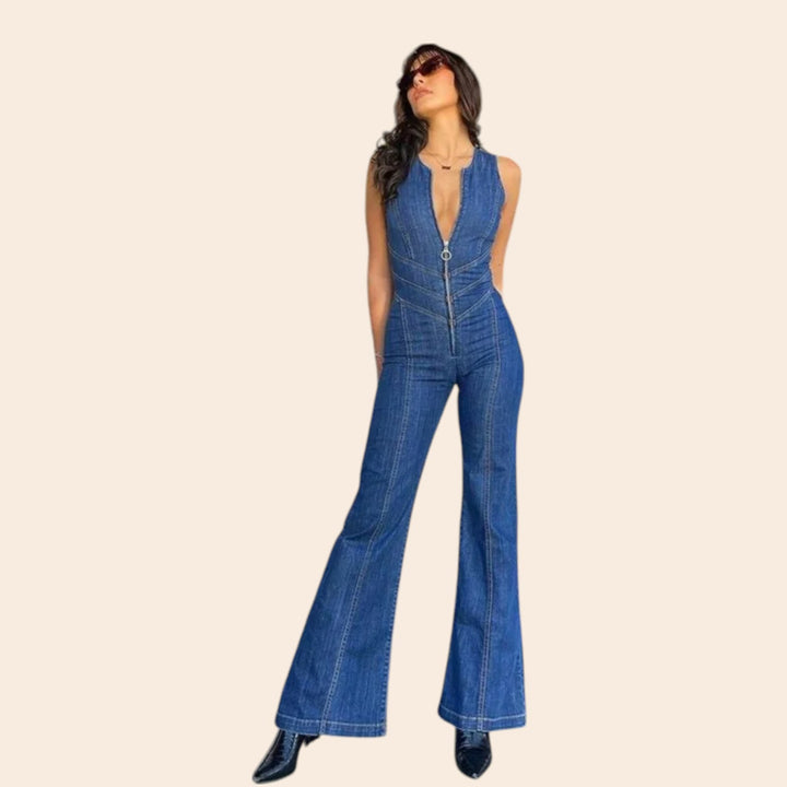 Lillian – Curve-Hugging Denim Jumpsuit