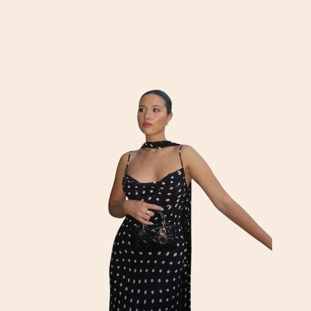 Millie – Women’s Polka Dot Ruffle Maxi Dress