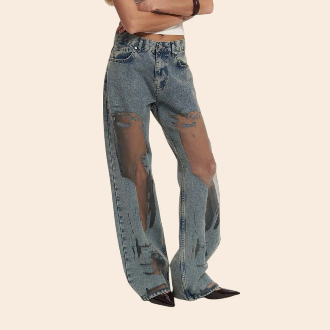 Litzy – High Waist Women’s Transparent Detail Jeans