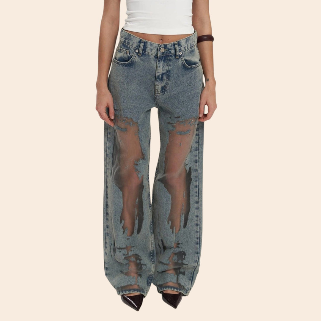 Litzy – High Waist Women’s Transparent Detail Jeans