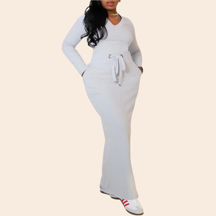 Lena – Women’s V-Neck Drawstring Waist Skirt Set
