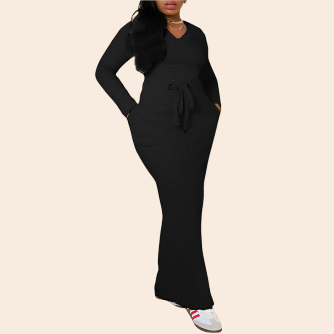 Lena – Women’s V-Neck Drawstring Waist Skirt Set