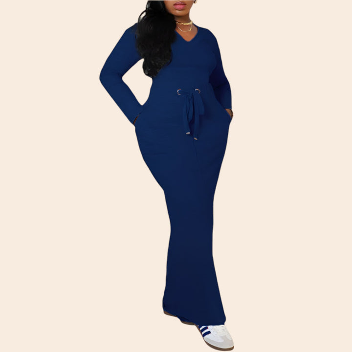 Lena – Women’s V-Neck Drawstring Waist Skirt Set