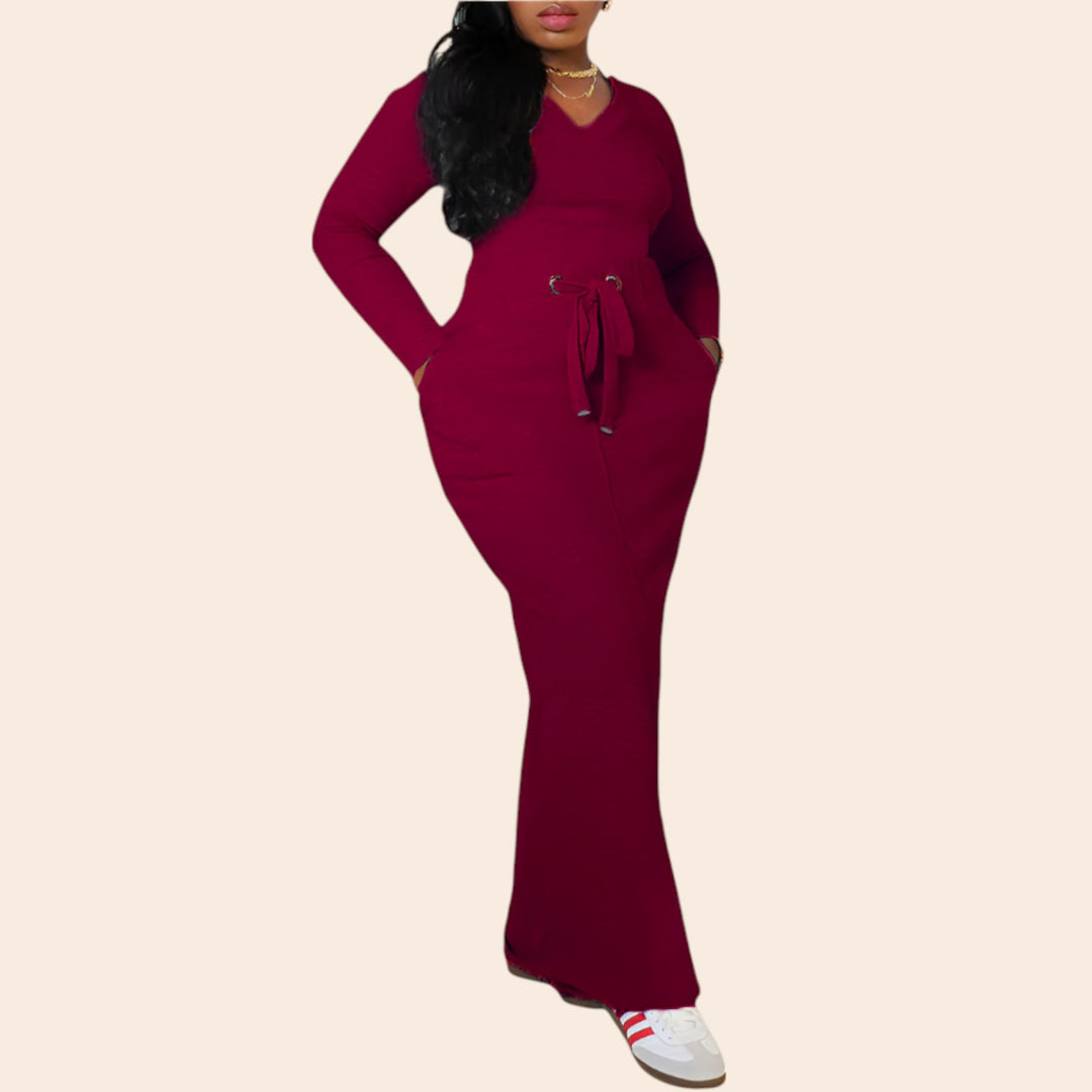 Lena – Women’s V-Neck Drawstring Waist Skirt Set