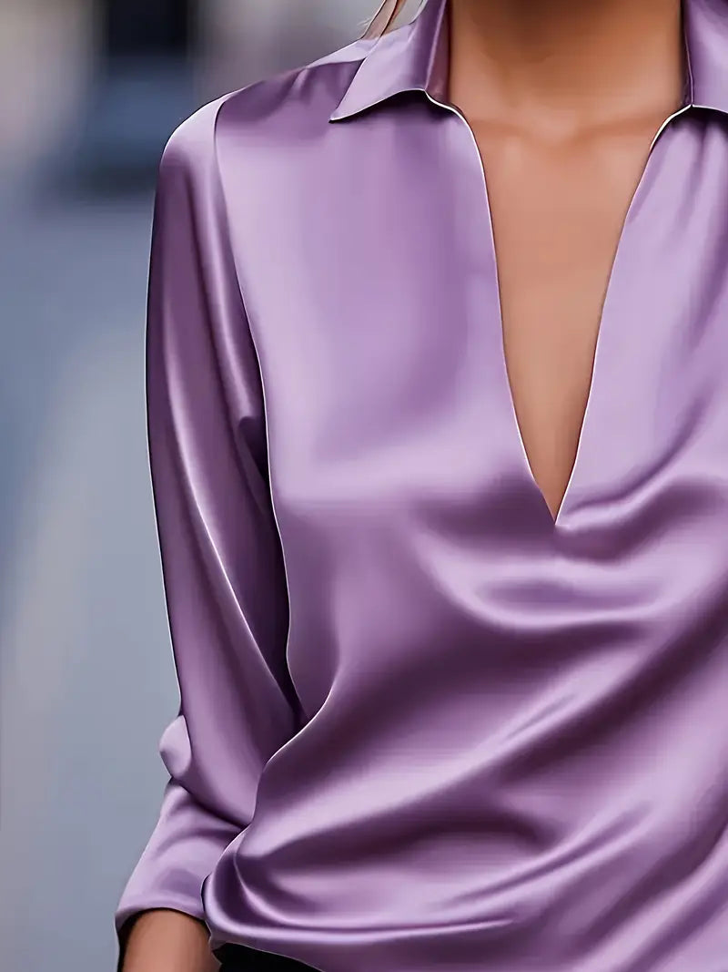 Rhiley – Satin Women’s V-Neck Blouse