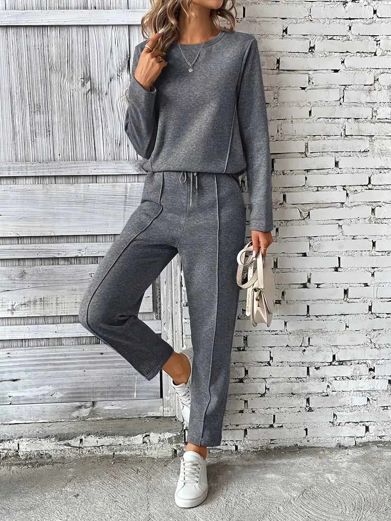 Charice – Women’s Cotton-Blend Lounge Set with Drawstring Joggers