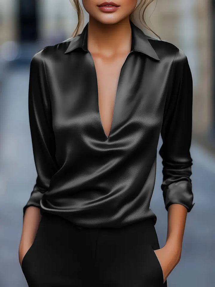 Rhiley – Satin Women’s V-Neck Blouse