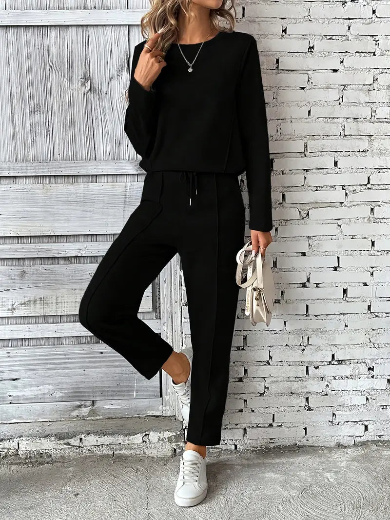 Charice – Women’s Cotton-Blend Lounge Set with Drawstring Joggers