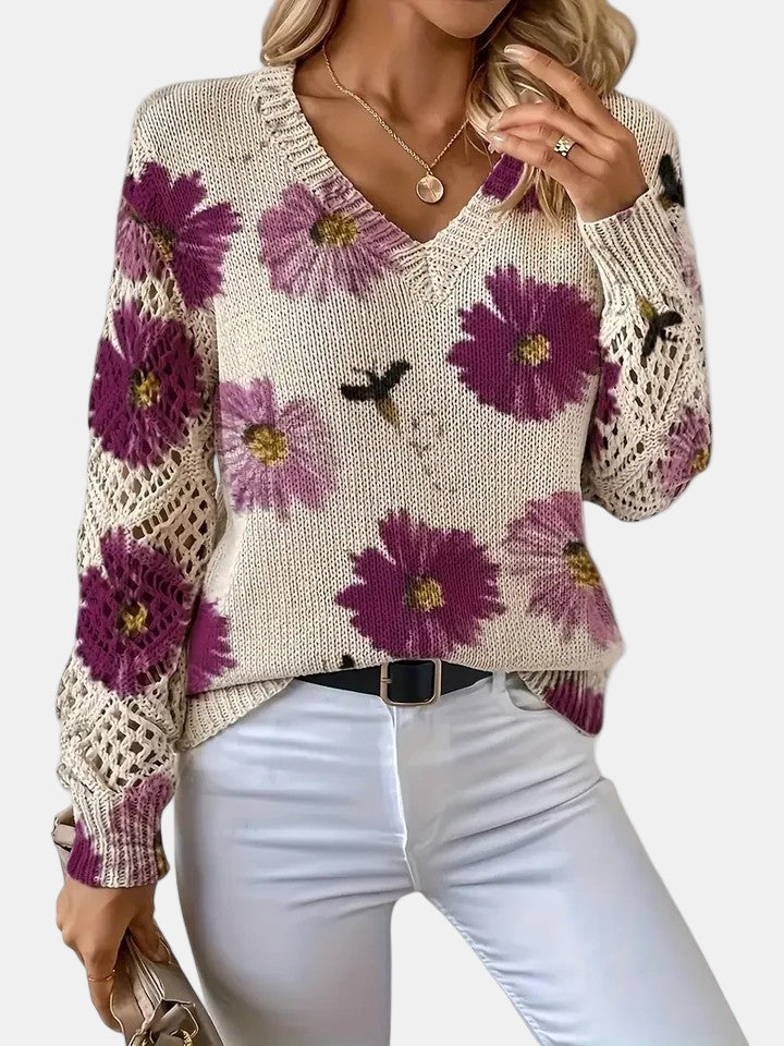 Julia – Lightweight Women’s Floral Knit Cardigan
