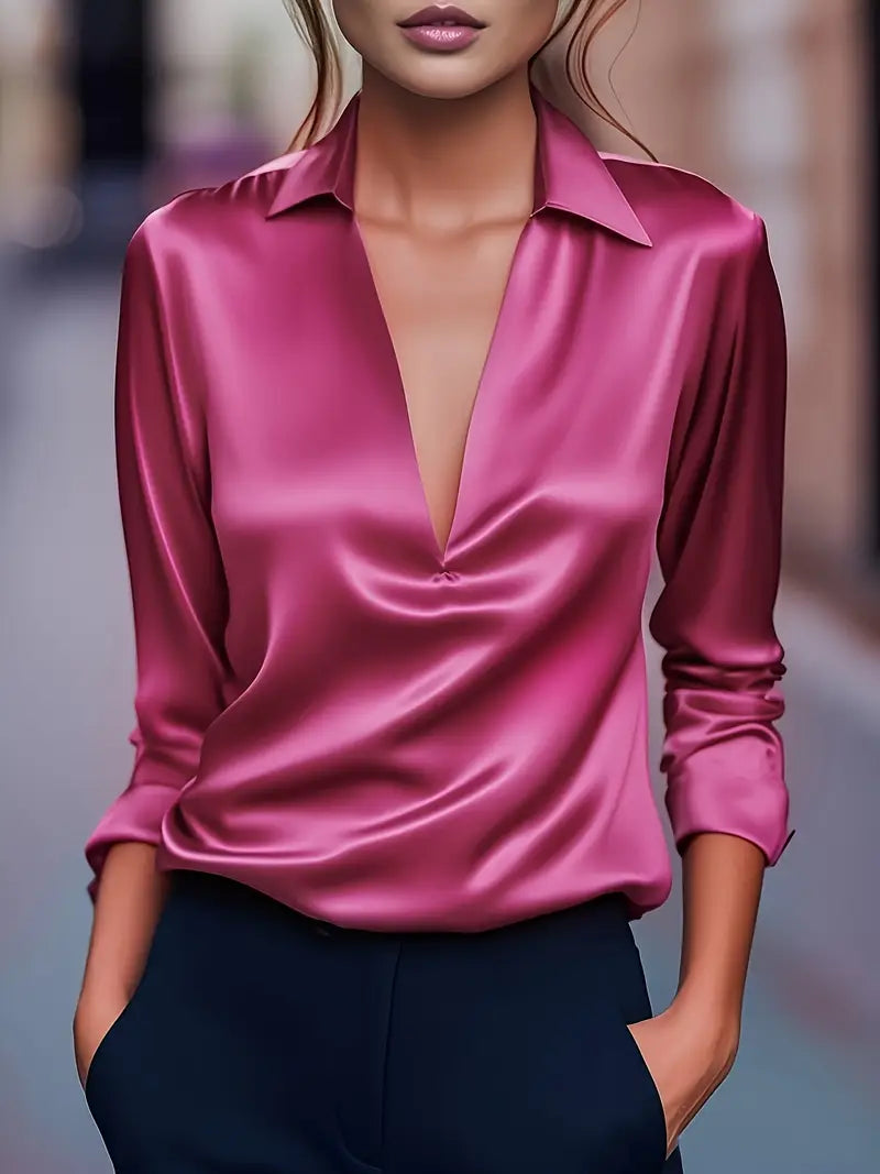 Rhiley – Satin Women’s V-Neck Blouse