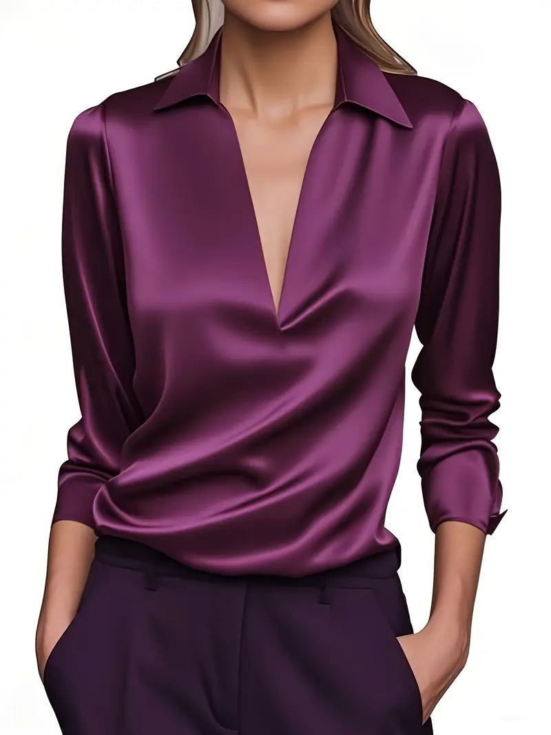 Rhiley – Satin Women’s V-Neck Blouse