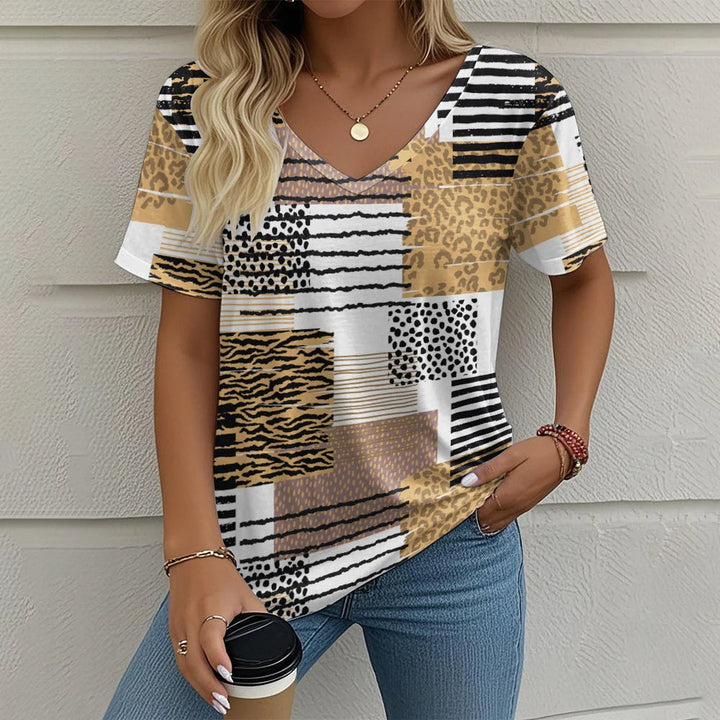 Victoria – Vibrant Women’s Abstract V-Neck Blouse