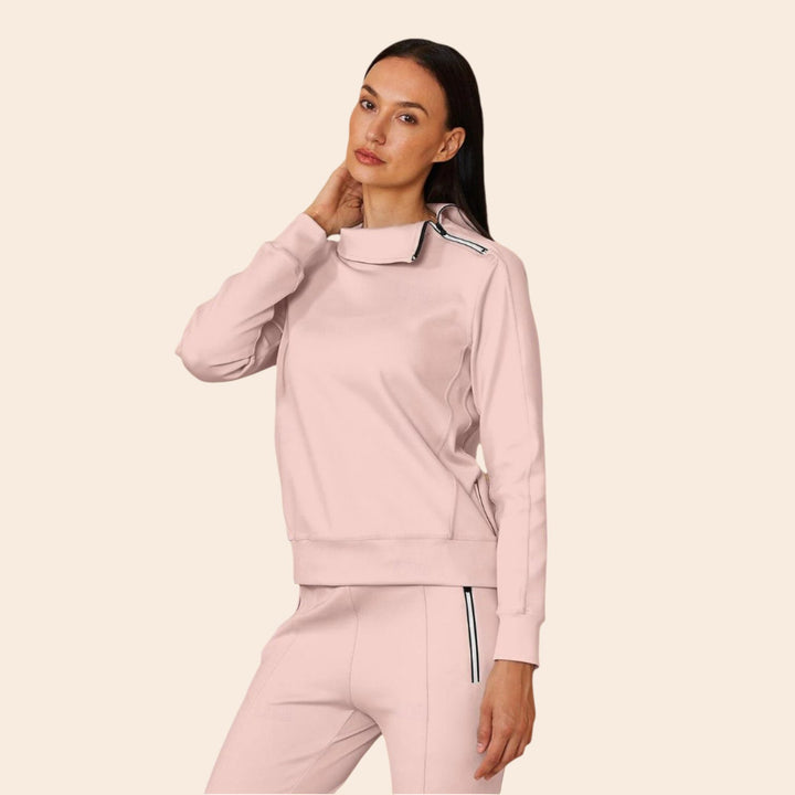 Lalaine – Irregular-Collar Women’s Golf Pullover & Pant Set